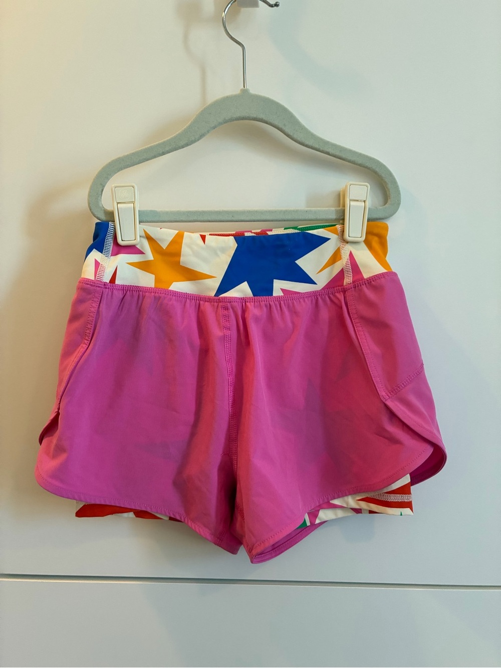 Hanna Andersson Pink Athletic Shorts with Star-Print Waistband - Size 8
